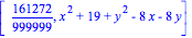 [161272/999999, x^2+19+y^2-8*x-8*y]